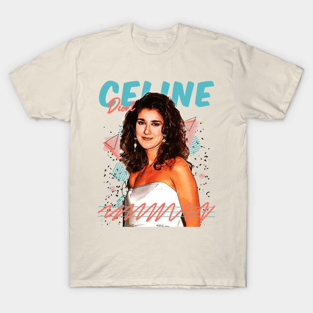 Retro Vintage Celine Dion 80s Fan Art Design T-Shirt by Nandin Putri